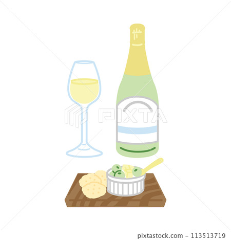 Wine and snacks illustration (color) 113513719