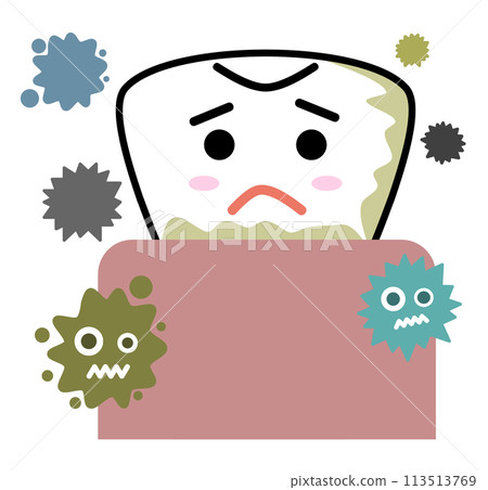 牙齒和牙齦沾有細菌和齲齒的插圖 牙齒和牙齦沾有細菌和齲齒的插圖 113513769