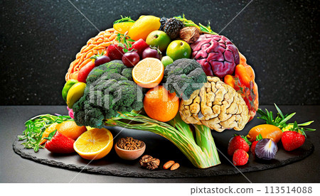 Human Brain made of Fruits and Vegetables - Generative Ai 113514088