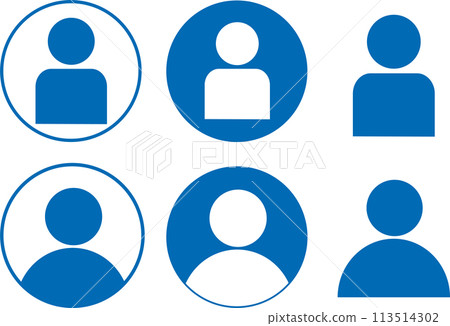 Person pictogram silhouette icon upper body avatar circle set 113514302