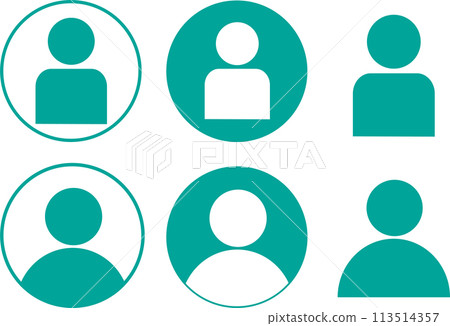 Person pictogram silhouette icon upper body avatar circle set 113514357