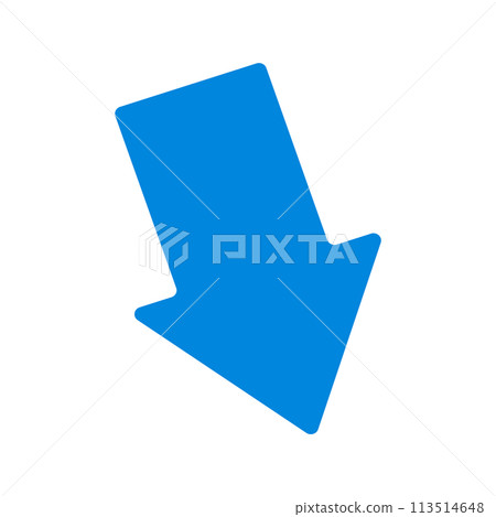 一個簡單的藍色箭頭,對角線向下,帶有白色邊框 - 下降、下降、降價的圖像材料 一個簡單的藍色箭頭,對角線向下,帶有白色邊框 - 下降、下降、降價的圖像材料 113514648