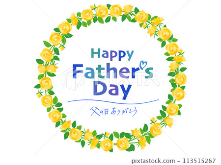 father's day yellow rose circular frame illustration 113515267