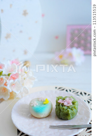 春天色彩的日式甜點 113515519