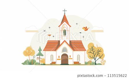 Scenery with a church Scenery with a church 113515622