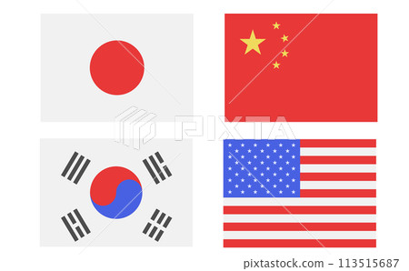 Asian and American flags Asian and American flags 113515687