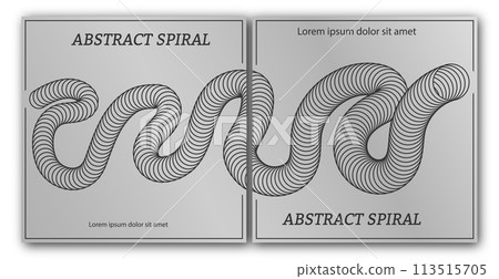 The silver spiral. A set of designs of a composite cover, banner, poster. Template for interior decoration, creative ideas, creativity and design 113515705