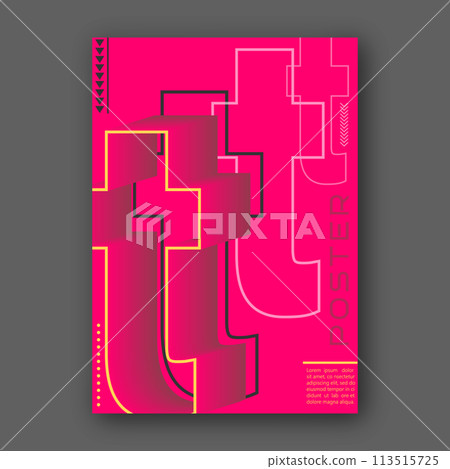 Stylized lowercase letter T. Template for poster, poster, cover, interior design. The idea of creative design 113515725