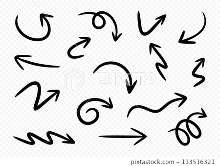 Set of vector hand drawn thin arrows Set of vector hand drawn thin arrows 113516321