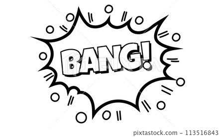 Pow comic bubble. Sound dialogue speech bubbles with word - Bang. Pop art expression in black and white color 113516843