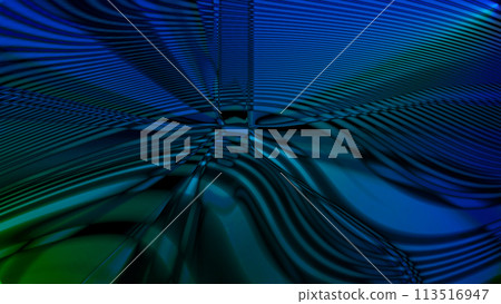 Creative background image.Curved blue lines with longitudinal stripes of lightening. Creative background image.Curved blue lines with longitudinal stripes of lightening. 113516947