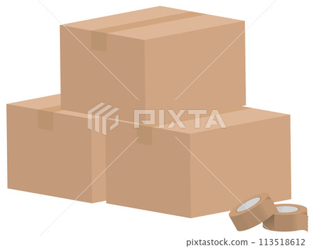 Cardboard box and gum tape 113518612