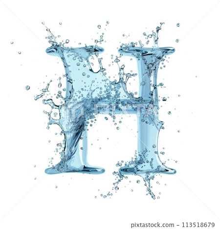 Dynamic image of the letter H formed by splashing water 113518679
