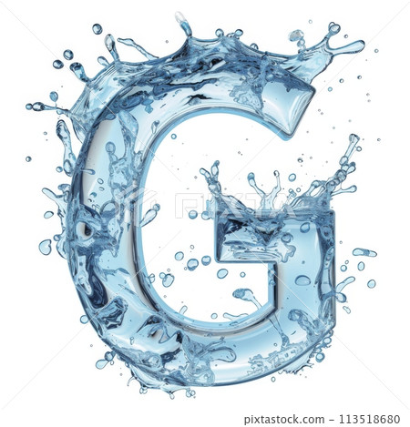 Splash of water takes the shape of the letter G Splash of water takes the shape of the letter G 113518680