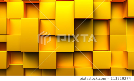 A yellow wall made of blocks. 113519274
