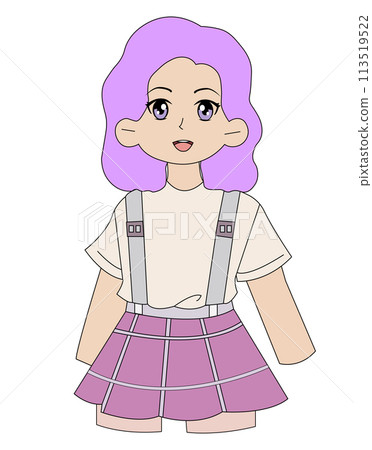 Cute cartoon little girl. Vector illustration  113519522