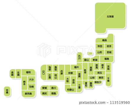 Simplified map of Japan 113519560