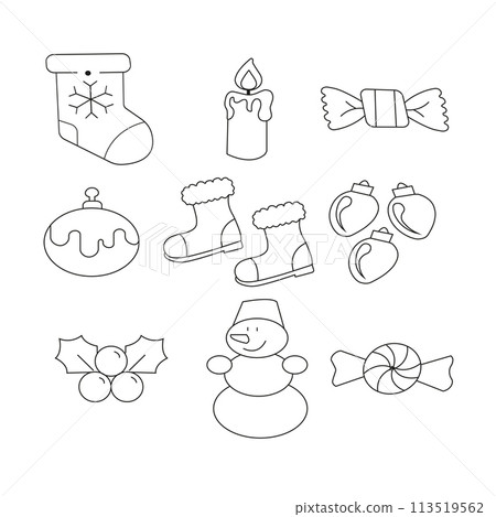 Christmas icons set. Vector illustrations. 113519562