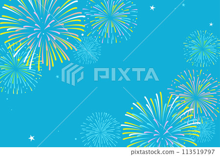 Summer fireworks background material (3:2)_vector illustration Summer fireworks background material (3:2)_vector illustration 113519797