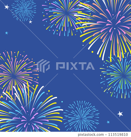 Summer fireworks background material (1:1)_vector illustration Summer fireworks background material (1:1)_vector illustration 113519810