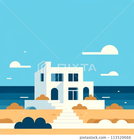 Building on a hill with a sea view 113520088