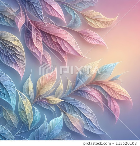 A mesmerizing collection of delicate pastel colored leaves with a filigree pattern. 113520108