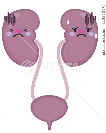 Unhealthy kidneys and kidney character Unhealthy kidneys and kidney character 113520175