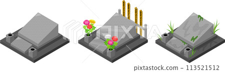 Isometric grave illustration 113521512