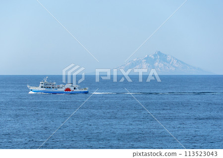 羽幌海岸渡輪和利尻富士的風景正在進行中 113523043