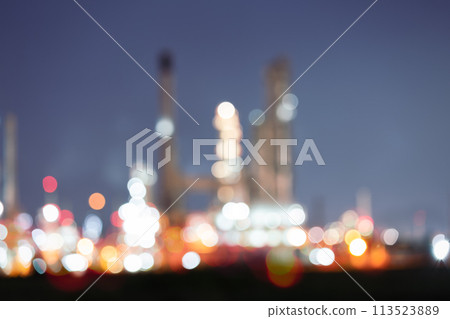 Abstract blur bokeh of oil gas refinery plant for background. 113523889