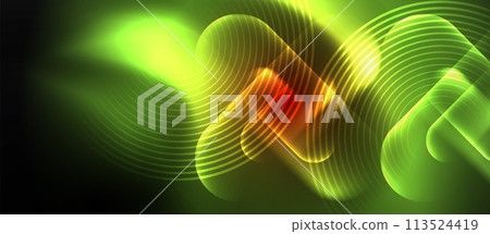 a green and yellow glowing wave on a black background a green and yellow glowing wave on a black background 113524419