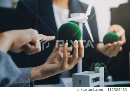 Carbon offset price report CO2 emission. Future growth Net zero waste in ESG ethical SME office protect climate change global warming social issues project. Group of asia people Eco friendly SDGs plan Carbon offset price report CO2 emission. Future growth Net zero waste in ESG ethical SME office protect climate change global warming social issues project. Group of asia people Eco friendly SDGs plan 113524483