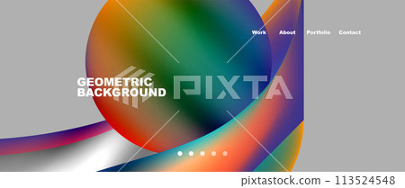 Vibrant geometric pattern with circle in electric blue and magenta hues Vibrant geometric pattern with circle in electric blue and magenta hues 113524548