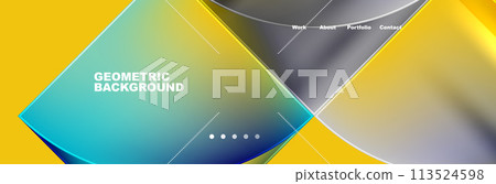 Colorful geometric background with yellow backdrop Colorful geometric background with yellow backdrop 113524598