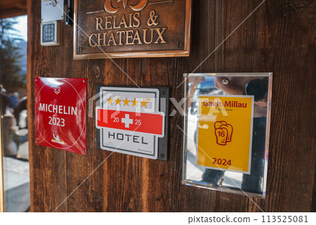 Michelin star 2023 sign on the wall.  113525081