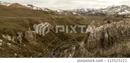 Devil's molar tooth rock Muela del Diablo in Andes, Maule Chile. 113525221