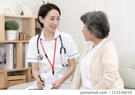 Female nurses, visiting nurses, home medical care 113526658