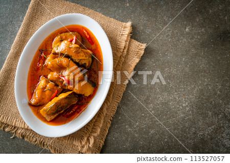 Redtail Catfish Fish in Dried Red Curry Sauce that called Choo Chee Redtail Catfish Fish in Dried Red Curry Sauce that called Choo Chee 113527057