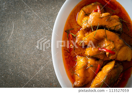 Redtail Catfish Fish in Dried Red Curry Sauce that called Choo Chee Redtail Catfish Fish in Dried Red Curry Sauce that called Choo Chee 113527059