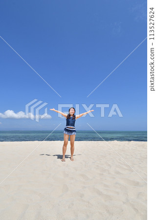 在海灘上玩耍的女孩(菲律賓潘達農島) 在海灘上玩耍的女孩(菲律賓潘達農島) 113527624