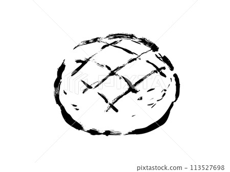 哈密瓜麵包手繪插畫 線描插畫 113527698