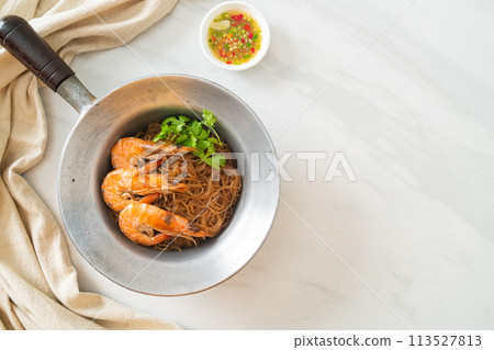 Casseroled or Baked Shrimp with Glass Noodles Casseroled or Baked Shrimp with Glass Noodles 113527813