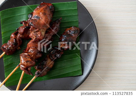 grilled chicken liver skewer in Asian style 113527835