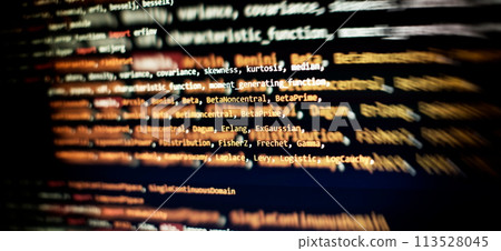 Cyber space concept. programming code on computer screen , abstract screen of software developer. Computer script. 113528045