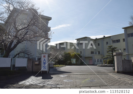 入學儀式招牌-校門和櫻花（小學、國中、高中） 113528152