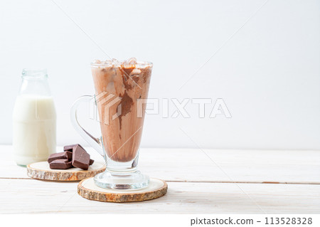 Iced chocolate milkshake drink 113528328