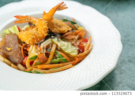 Stir-Fried Udon Noodles in Japanese style - Yaki Udon Stir-Fried Udon Noodles in Japanese style - Yaki Udon 113529073