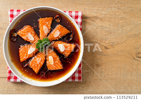 Salmon marinated Shoyu or Salmon Pickled Soy Sauce Salmon marinated Shoyu or Salmon Pickled Soy Sauce 113529211