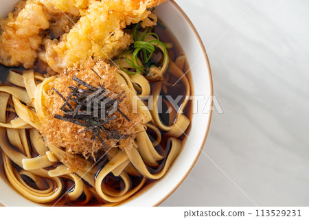 Japanese ramen noodles with shrimps tempura Japanese ramen noodles with shrimps tempura 113529231