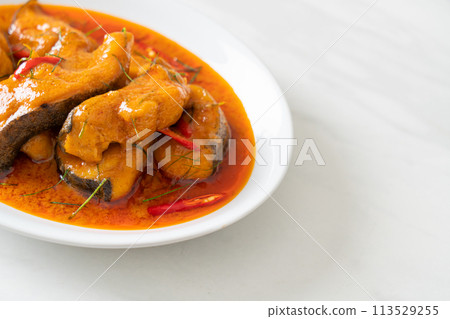 Redtail Catfish Fish in Dried Red Curry Sauce that called Choo Chee 113529255